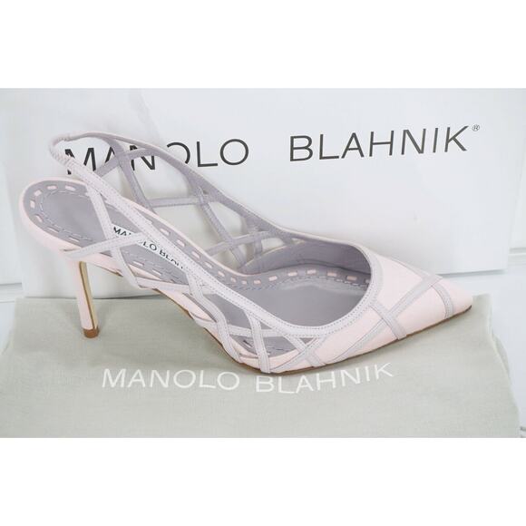 Manolo Blahnik Enatos Caged Slingback Pointed Toe Pump SZ 37 NIB - Picture 1 of 11